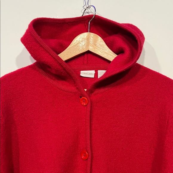 Cherokee Vintage Button Up Hooded Wool Sweater in Red Size XL - Picture 3 of 11